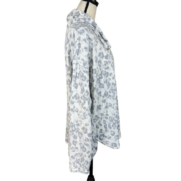 Calvin Klein X-Large Sweatshirt Leopard Print Cowl Neck Stretch Long Sleeve Slit - Picture 3 of 8